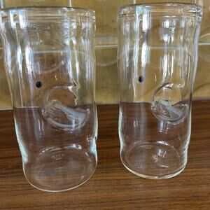 Vintage AMO Thumbprint Black Dot Drinking Glasses Set of 2